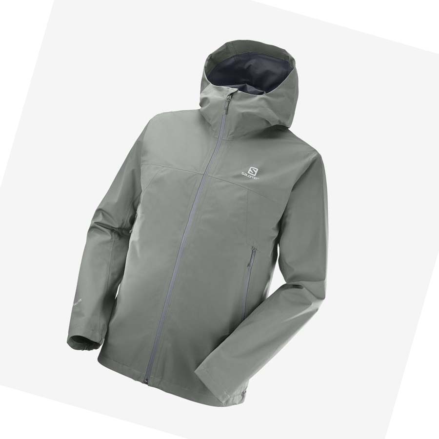 Salomon OUTLINE GORE-TEX WATERPROOF 2.5 LAYERS Kabát Férfi Olivazöld | HU 2343ZUT